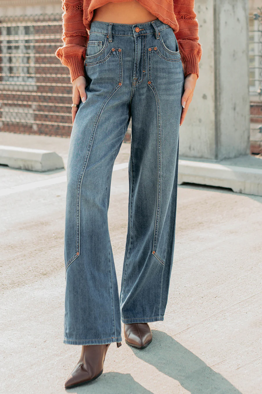 Elise Vintage Baggy Wide Leg Hidden Jeans (Medium) - Image 8
