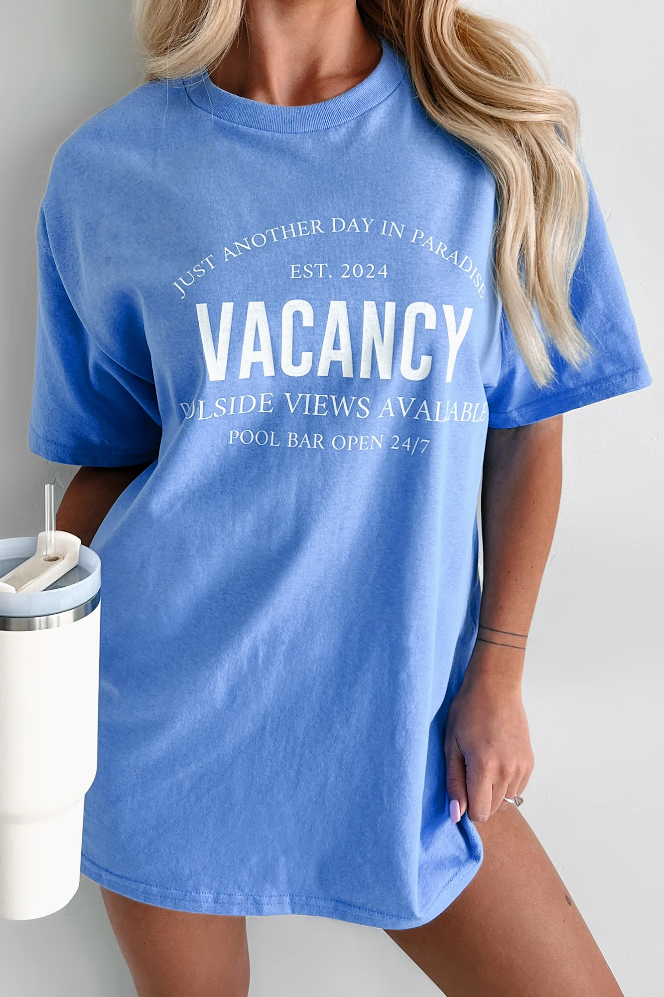 "Vacancy" Graphic T-Shirt (Blue) - Image 8